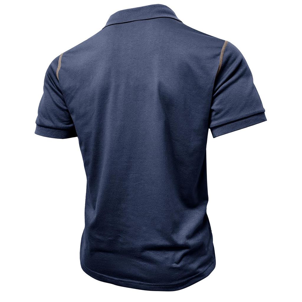Мужские рубашки-поло с короткими рукавами, нагрудными карманами и пуговицами, хлопковая теннисная рубашка, летняя мужская одежда, топы, повседневная футболка