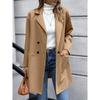 Autumn Mid Long Solid Casual Loose Women Jacket Double Breasted Formal Office Jackets for Women Fashion Winter Pockets Notched Ladies Coat 24899