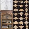 Unique Wooden Figurines Crafts Natural Floral Corner Appliques Frame  Wall Door Decoration