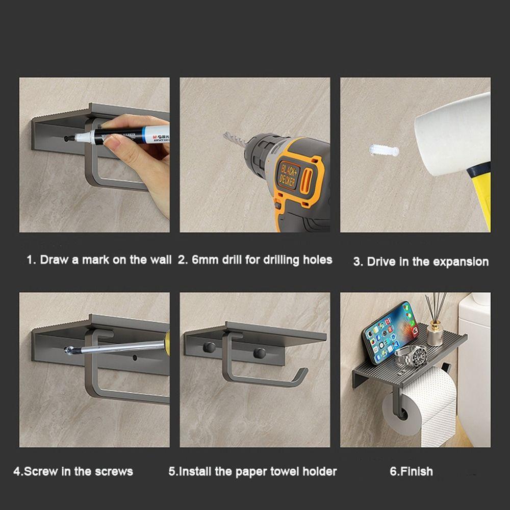 Самоклеящийся держатель для рулона салфеток, алюминиевая стойка для хранения телефона, держатель для туалетной бумаги, ванная комната