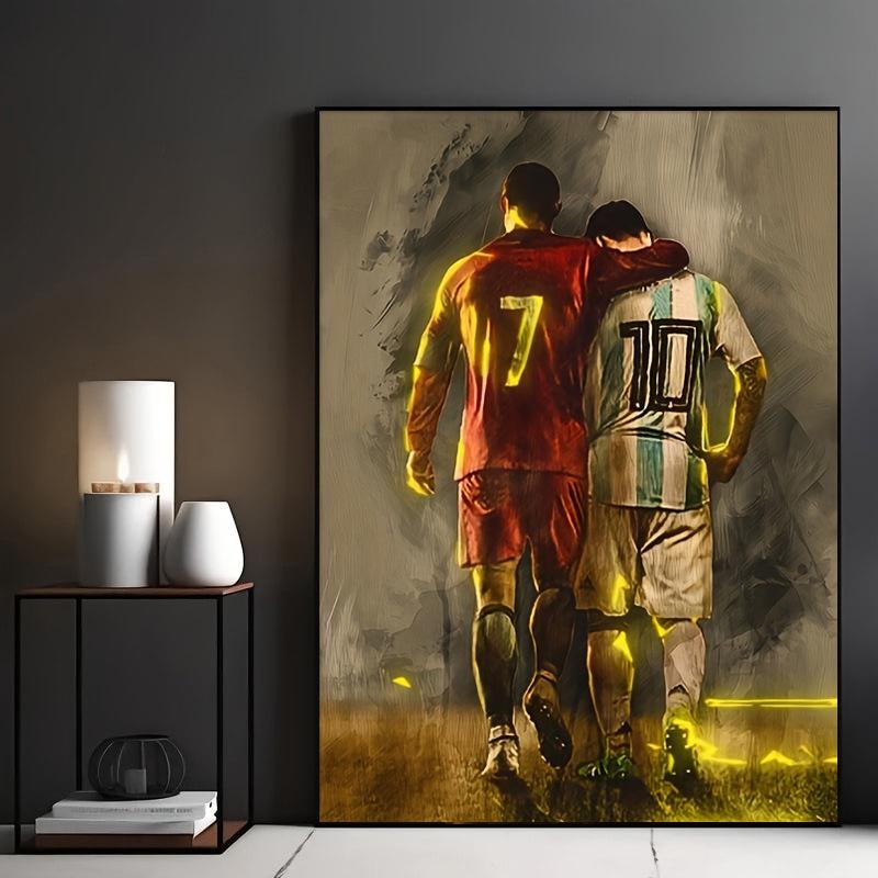 Modern Art Football Canvas Poster: Bright Red & Green Jersey for Bedroom, Living Room, or Office Decor