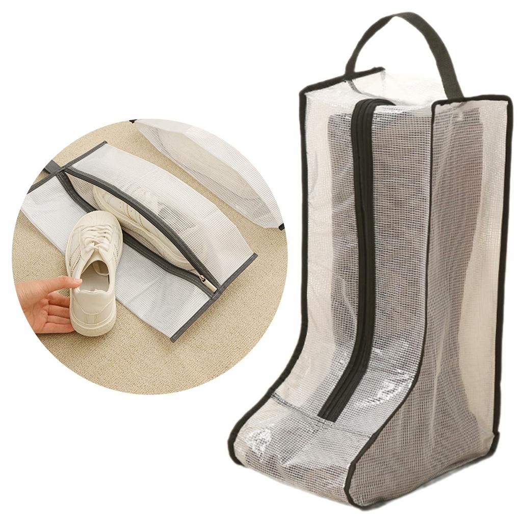 Dustproof Shoes Storage Bag with Zipper See Through PVC Waterproof Thigh Boots Organizer