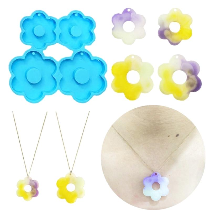 Jewelry Casting Molds,Silicone Pendant Resin Molds Flower Epoxy Resin Casting Mold for Earrings Necklace Keychain Making