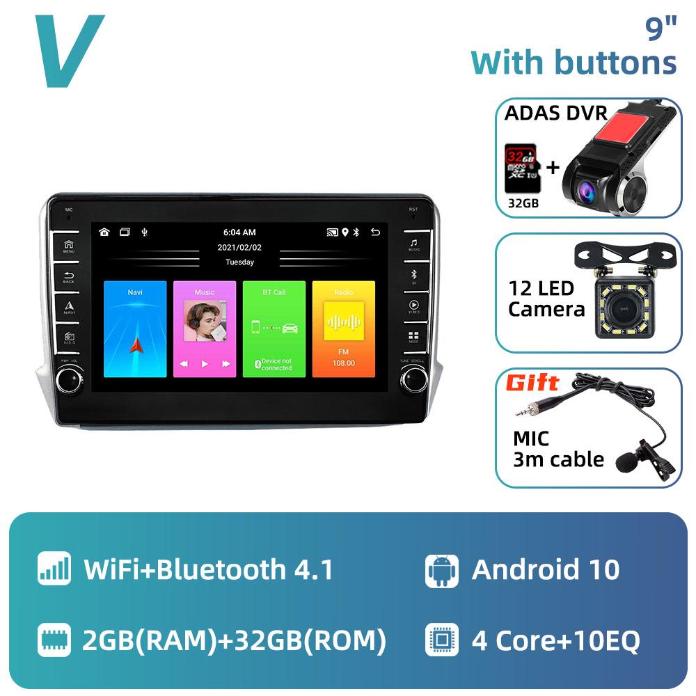 Для Peugeot 2008 208 2012-2018 Автомобильное радио 10,1-дюймовый экран Мультимедиа Навигация Головное устройство GPS Авто Аудиоплеер 2 Din Android Стерео