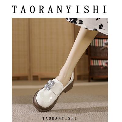 Кожаные туфли-лодочки со стразами, маленькие кожаные туфли, ранняя весна, новые, осенне-зимние одинарные туфли, платформа, женские