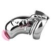 FRRK Metal Chastity Cage with Removable Silicone Urethral Catheter and Adjustable Binding Strap Anti-Drop Lock Sex Toy for Men