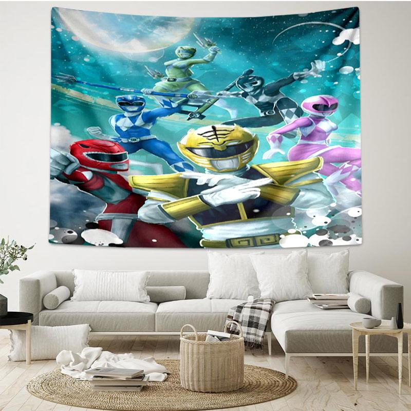 Mighty Morphin Power Rangers Print Tapestry - Portable Wall Decor Cloth, for Home, Dorm, Travel, Bedroom, Living Room - Ideal Birthday Housewarming Gi