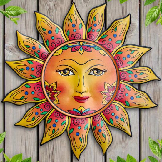 Iron Sun Wall Decor Sun Flower Wall Art Decoration Sun Face Ornament for Home Garden Farmhouse Living Room Bedroom