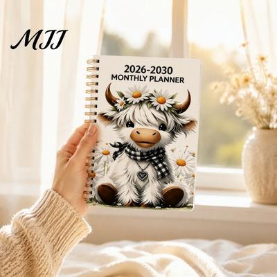 Подарок для любителей коров Планеры 2026?2030 5?Годовой месячный планировщик, Милый календарь-блокнот с обложкой в шотландском стиле, Инструмент для долгосрочного планирования, Для профессионалов