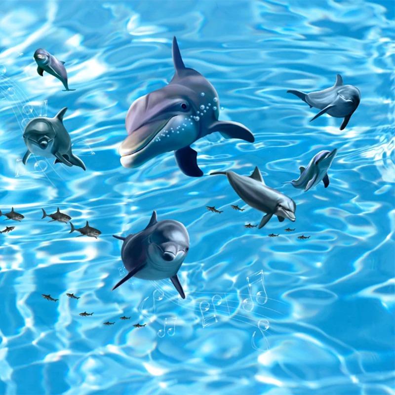 Фотообои с дельфинами для детской комнаты, настенная бумага для дивана, фон, постер, домашний декор, большая фреска