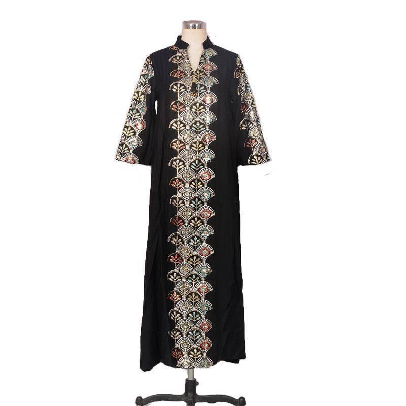 Middle East Sequin Embroidered Tassel Plus Size Robe Dubai Dress Arabic Dress Indonesian Women Dress
