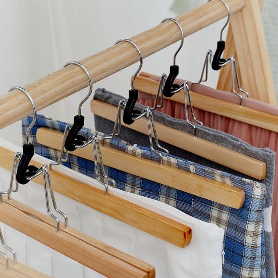 Skirt Horseface Traceless 5pcs Hanger Antislip Windproof 360° Rotatable Strong Load Bearing Solid Wood Jk Skirt Pants Trousers Clothing Drying