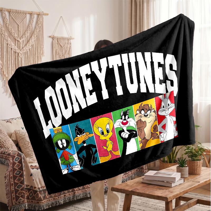 Looney Tunes Printed Flannel Blanket, Skin Friendly Warm Throw for Indoor Couch Bed Daily Use