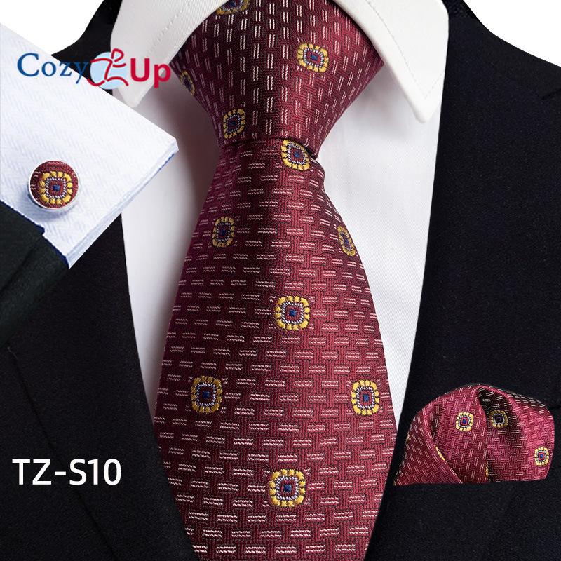 Cozy Up Набор из трех предметов, модный деловой мужской галстук с узором пейсли, включает в себя галстук, запонки, носовой платок