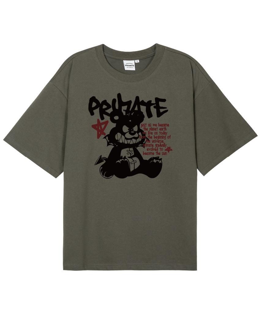 PRIMATE Bad Baer Свободная футболка с коротким рукавом 5 цветов (Тип А)