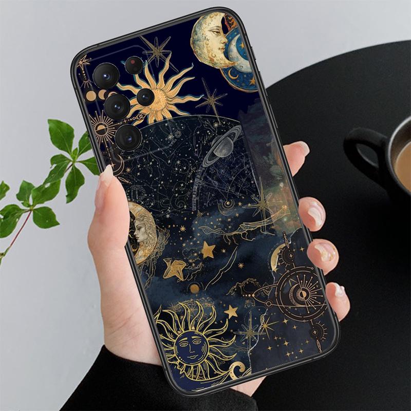 Эстетичный чехол для телефона Луна и Солнце Для Samsung Galaxy S25 S24 S23 S22 S21 Ultra S24 S23 S22 S21 S25 Plus S24 S25 FE