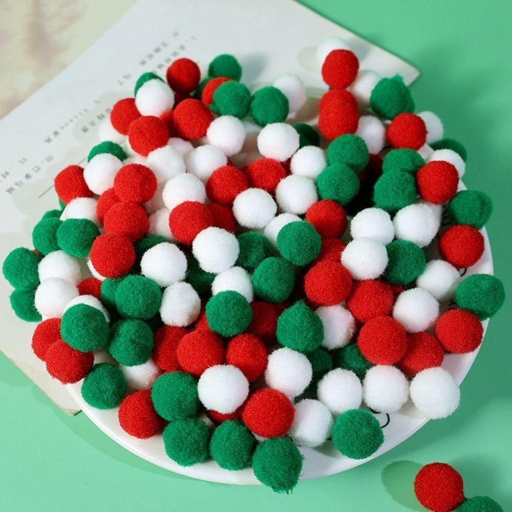 100 Pcs Chrismas Colors Pompom Fur Balls Candy Colors DIY Plush Ball Christmas Decor