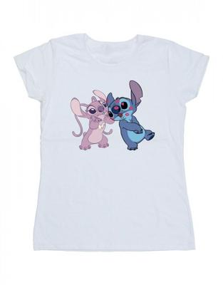 Женская/женская хлопковая футболка Lilo & Stitch Kisses