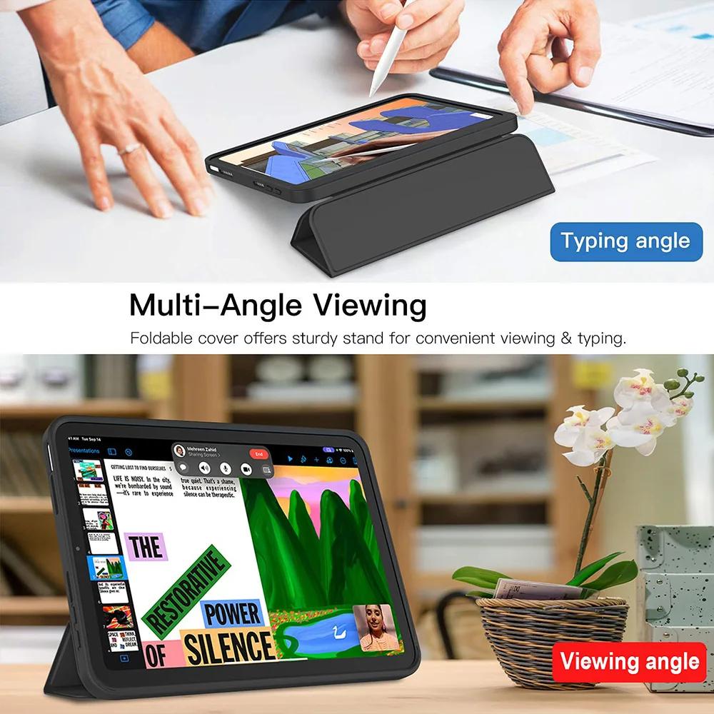 For iPad Mini 7 Case (A17) 8.3 inch Tri-Folded Tri-Folded Flip Stand Magnetic Funda For iPad Mini 6 Smart Tablet Cover