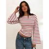 Women Y2k Round Neck Flared Long Sleeve Slim Fit Casual T Shirt