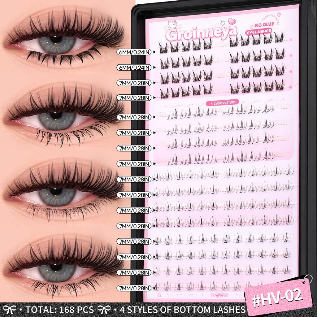 Xiaomi GROINNEYA DIY Lashes Kit Manga Lashes Natural DIY Mixed Tray Lash Clusters Individual Eyelashes Kit with Lash Bond DIY Lashes