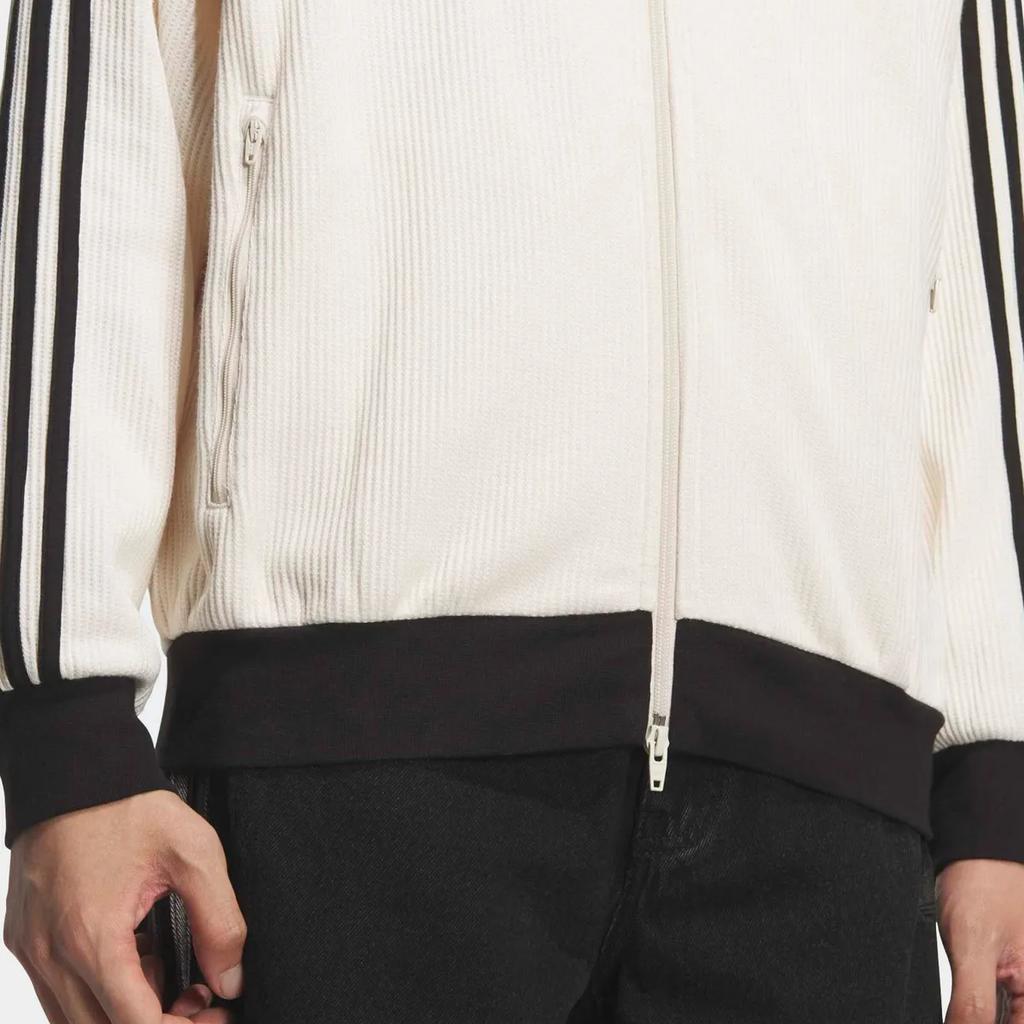 adidas Оригиналы Вафельная Молния Полоска Логотип Свободная Куртка с Длинным Рукавом Унисекс куртки KQ6864