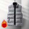 Men Waistcoat Stand Collar Sleeveless Zippered Pockets Solid Color Vest Coat Thickened Warm Windproof Vest Outwear