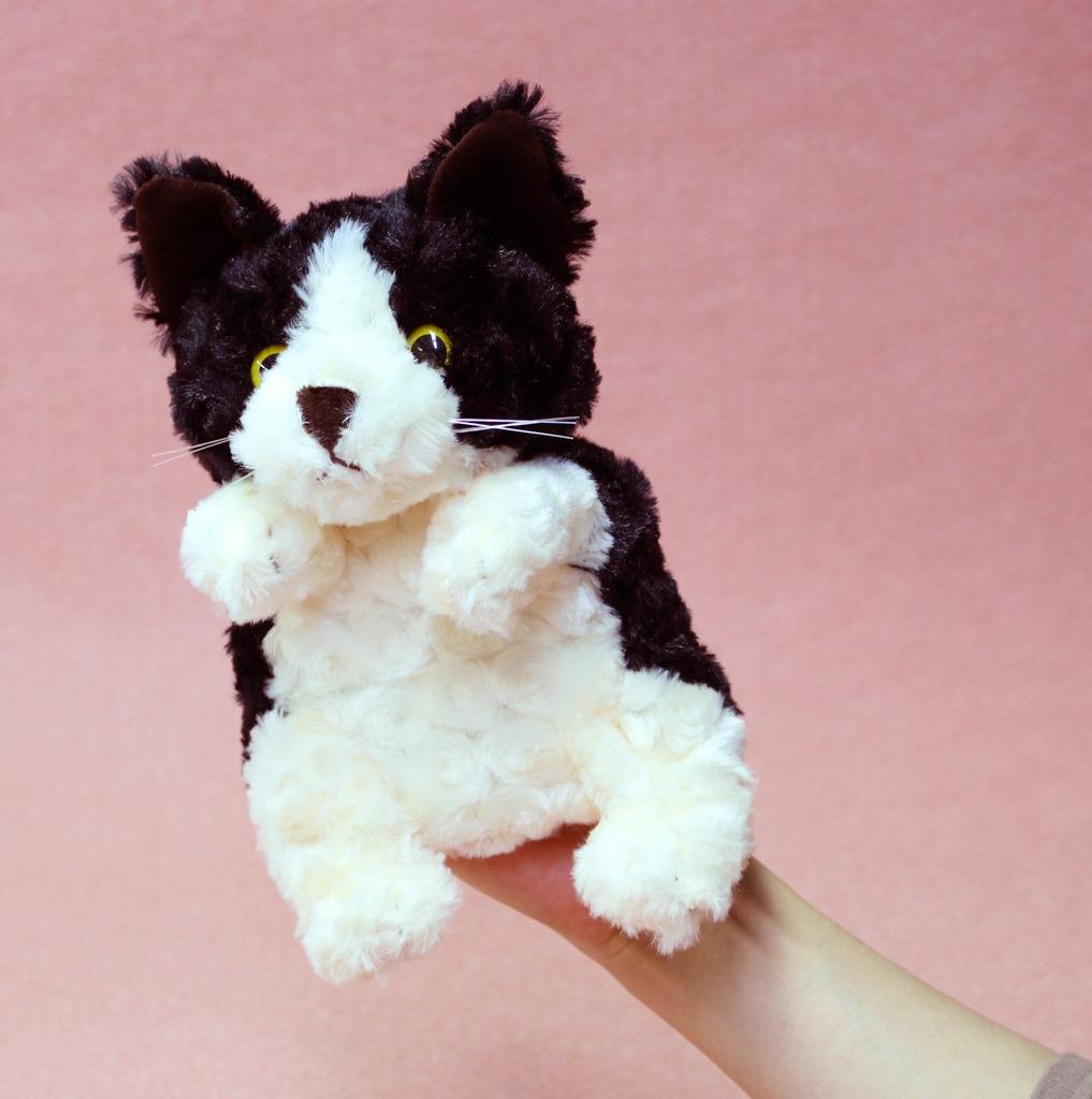 Hand Puppet Cat White Black Take-Off &