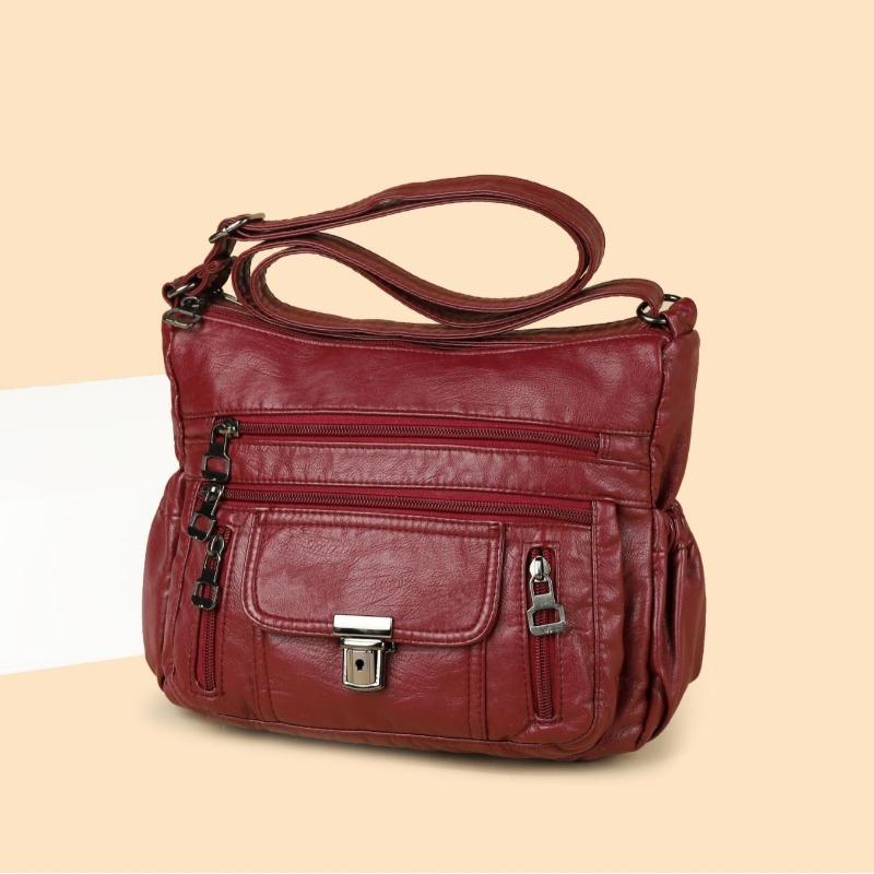 Genuine Leather Texture Bag Large-capacity Practical Single-shoulder Crossbody Bag Middle-aged Woman's Bag Mother's Bag