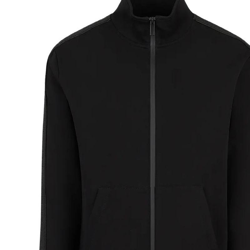 Emporio Armani Однотонная двусторонняя гладкая вязаная куртка на молнии с длинным рукавом и логотипом Мужские куртки Черный 3R1MBA1-JHSZ1-0999