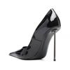 Ultra Fine Steel Needle High Heels Auto Show Metal Heels Women's Shoes Pointed Toe Patent Leather Sexy Single Shoes Women