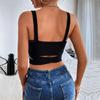 Women Summer Solid Color Hollow Out Casual Bare Midriff Vest Crop Top