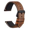 WOCCI 20mm Vintage Leather Replacement Watch Strap, Retro Genuine Leather Watch Band with Black Buckle (Golden Brown)