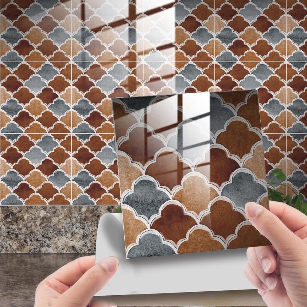 10Pcs 15*15cm Tile Stickers Waterproof Art Wall Decal  Living Room Wall Sofa Background