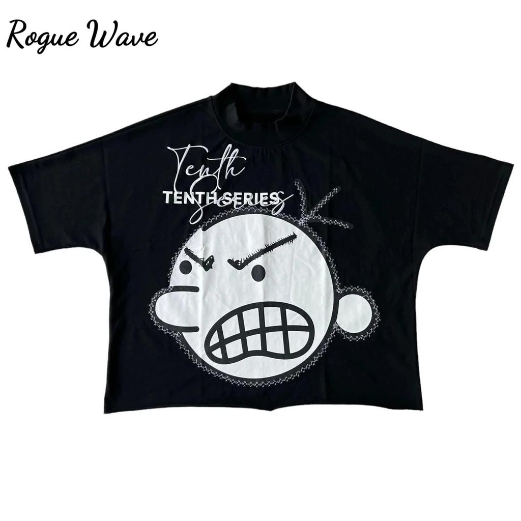 RogueWave Harajuku Graphic Print Oversized T Shirt Goth Casual Cotton Short Sleeve Tops
