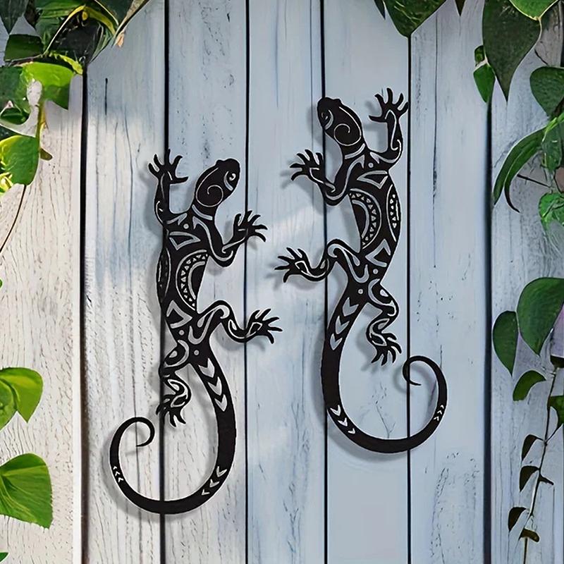 (PLUM)1/2PCS Iron Gecko Wall Decorations Suitable For Home Garden Courtyard Decoration Door Frame Decoration Home Beautification