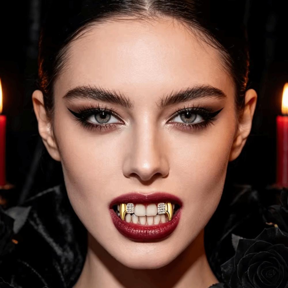 Copper Teeth Grillz Caps Anti Slip Teeth Jewelry Fashion Halloween Fashion Dental Set Cosplay
