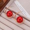 Exaggerated Geometric Charms Dangler Imitation Pearl+Iron Ear Studs  Women Girls