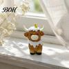 Decorative Figurine for Bathroom Highland Cow Resin Figurine, Cute Bath Cap Statue, Small Animal Shelf Sculpture Desk Vanity Bathroom, Unique