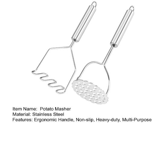 2 шт. Толкатель для картофеля из нержавеющей стали, сверхмощный встроенный кухонный инструмент с эргономичной ручкой для авокадо, фасоли, фруктов и овощей