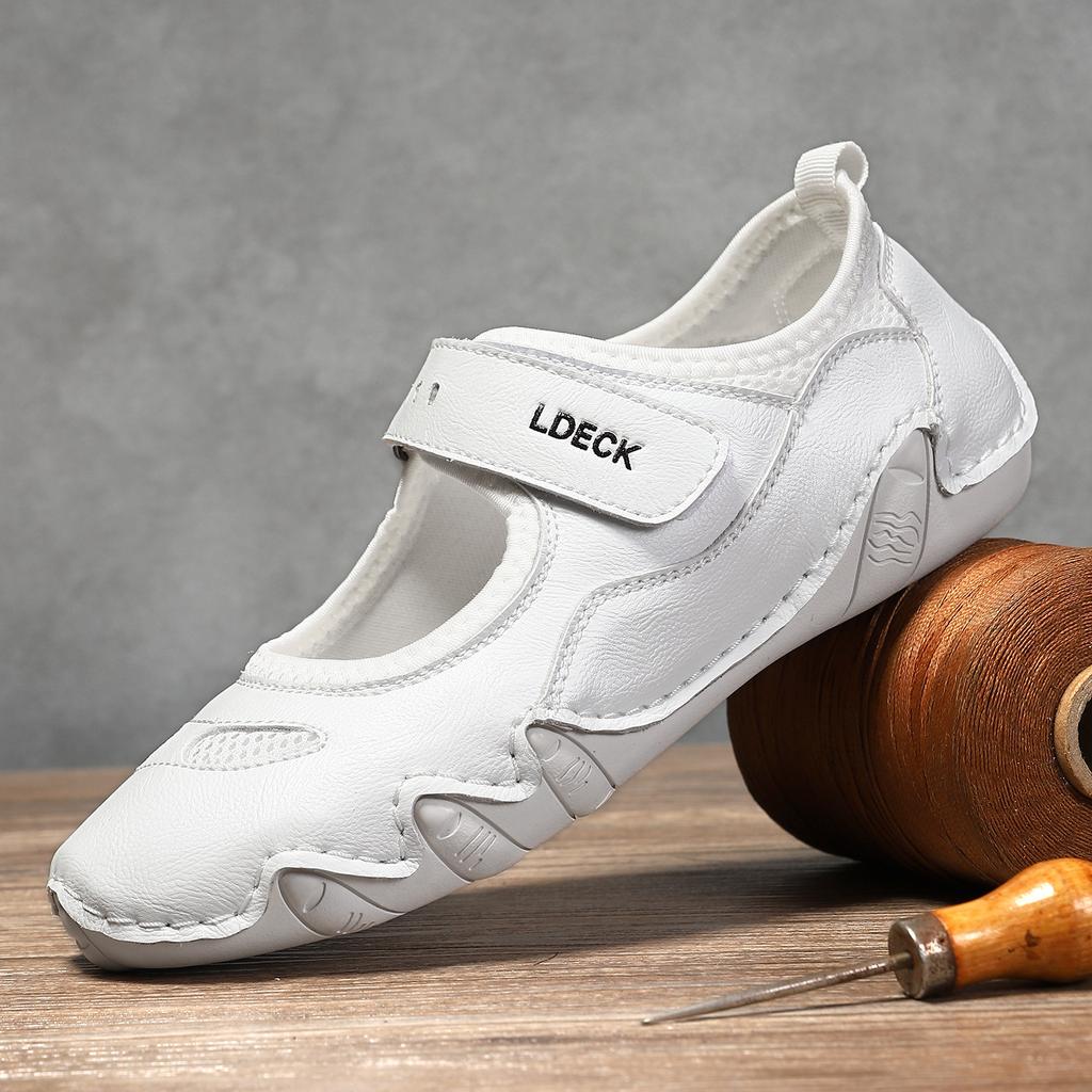 Женская обувь из натуральной кожи большого размера, уличная повседневная обувь, летняя обувь, спортивная обувь, туфли на липучке