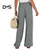 Женские брюки с эластичной талией, повседневные свободные брюки с карманами, однотонные широкие длинные брюки для работы и отдыха