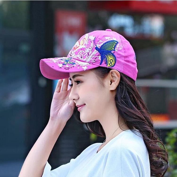 New sequined embroidered baseball cap trendy girl butterfly embroidered duck tongue trendy hat outdoor sun hat