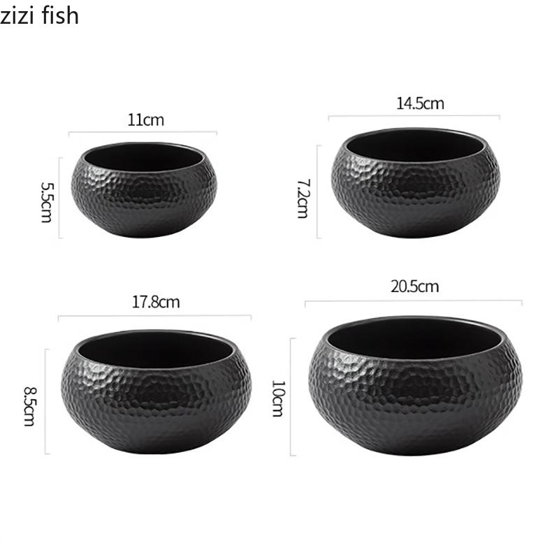 Черная керамическая миска с сотовой текстурой Креативная салатница Супница Миски для десерта Миски для сашими Специальная гостиничная посуда