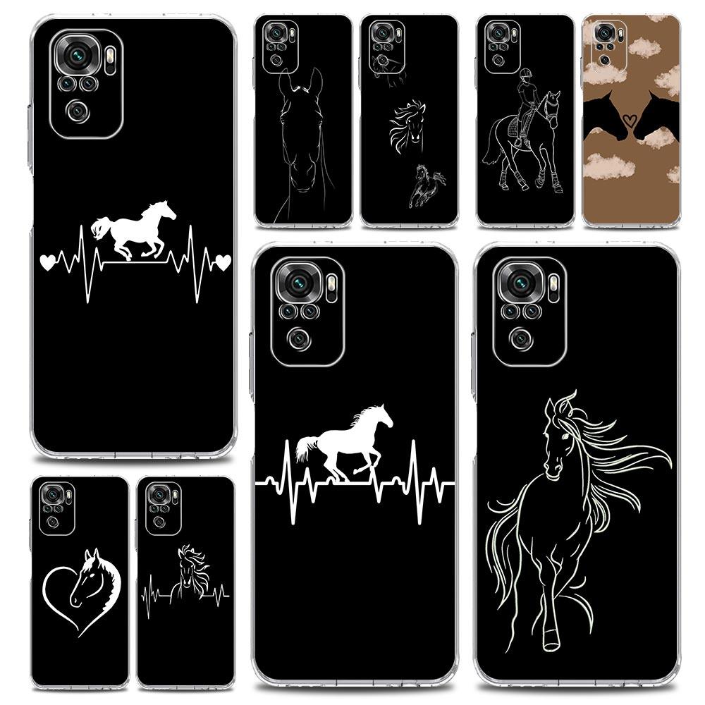 Чехол для телефона с рисунком лошади для Xiaomi Redmi Note 13 12 5G 9S 9 8 10 11 Pro Plus 4G 9T 13C 12C10C 9C 9A 7 Pro, прозрачный чехол