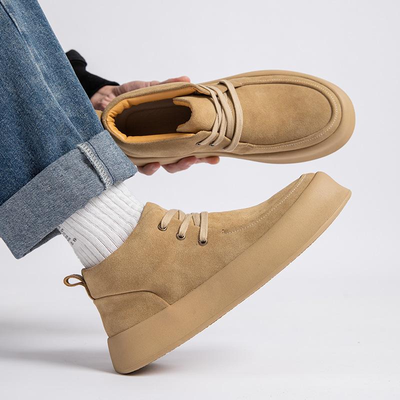 Korean Version of Trendy Martin Boots Men's British Retro Autumn and Winter Matte Leather Thick-soled Tooling Velvet Thermal Casual Board Shoes