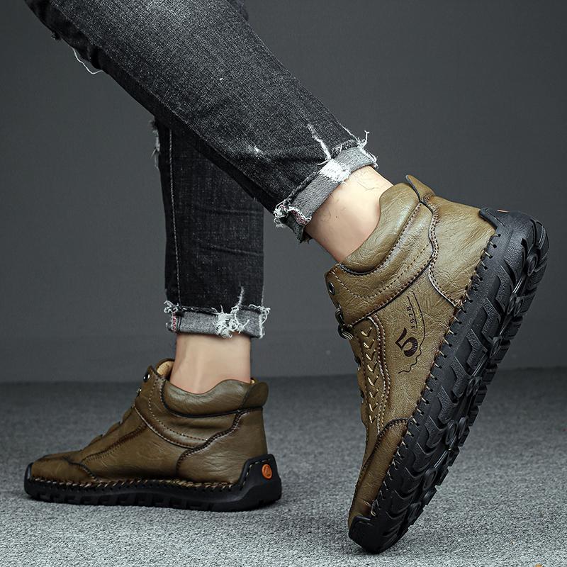 Handmade Genuine Leather Boots Comfortable Ankle Boots for Men Casual Shoes Outdoor Tooling Shoes
