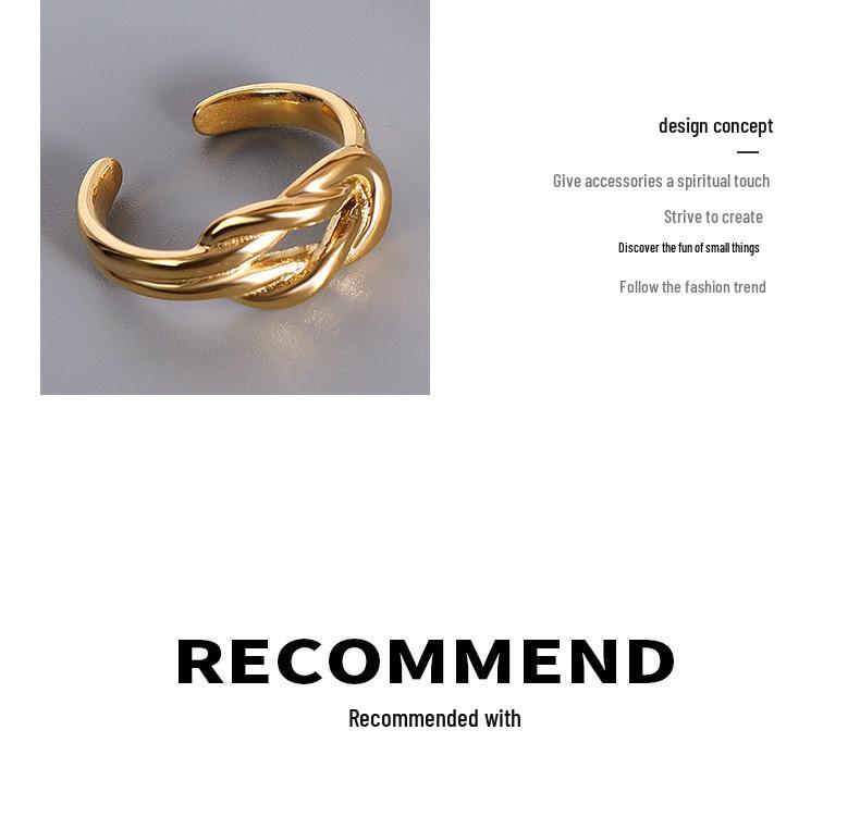 Кольцо French Niche Love Knot из титановой стали с покрытием 18K Золото A198