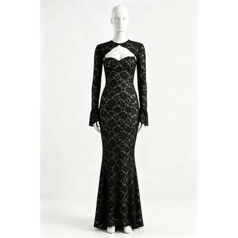 Womens Lace Long Sleeve Camisole High Waist Bodycon Maxi Dress Set V-Neck Floral Print Outfit
