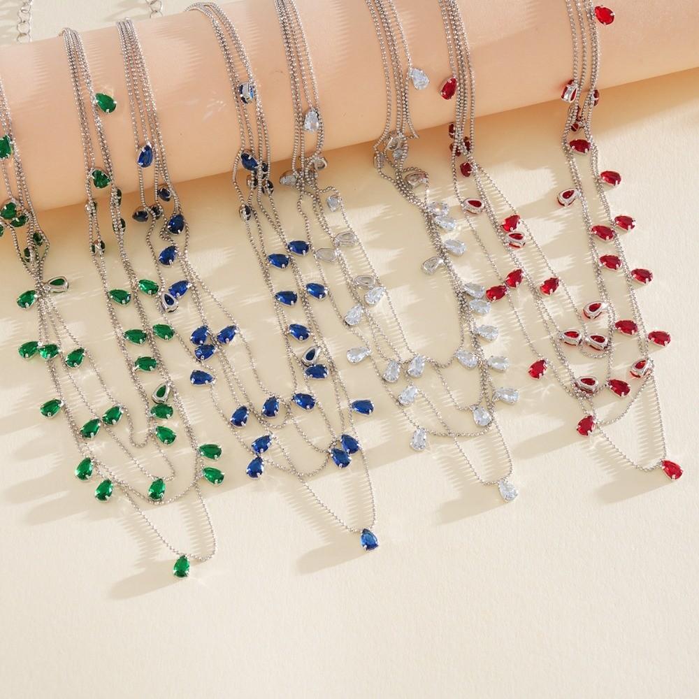 Multi Layer Water Drop Shining Choker Light Luxury Rhinestone Jewelry  Banquet